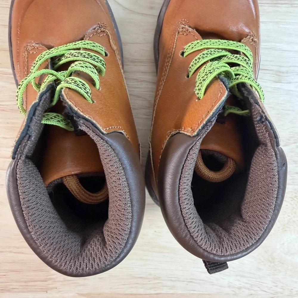 OshKosh B'gosh Larry Ankle Boots Kids Brown Leather Lace-Up Round Toe - 7M